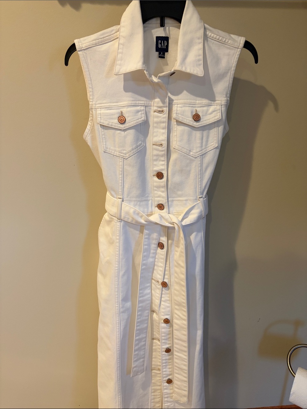 GAP belted white Denim dress